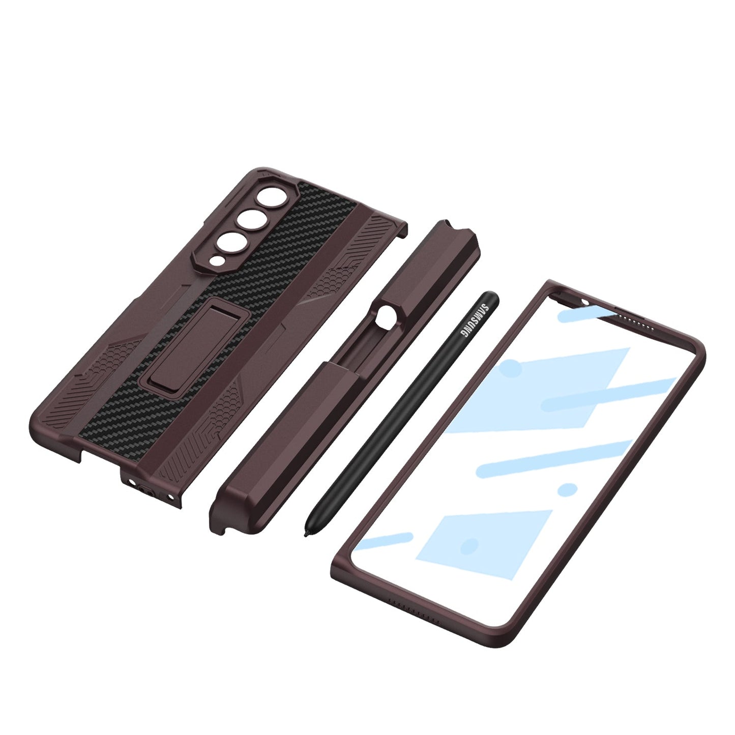 Galaxy Z Fold4 Armor Kickstand Case With Pen Holder