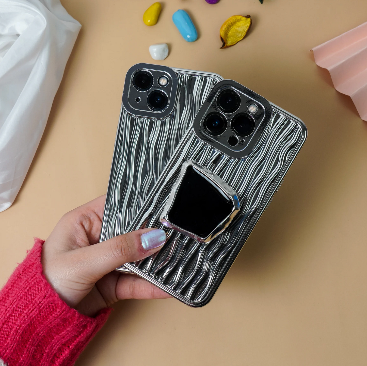 3D Textured Case with Curve Edge Pop Socket